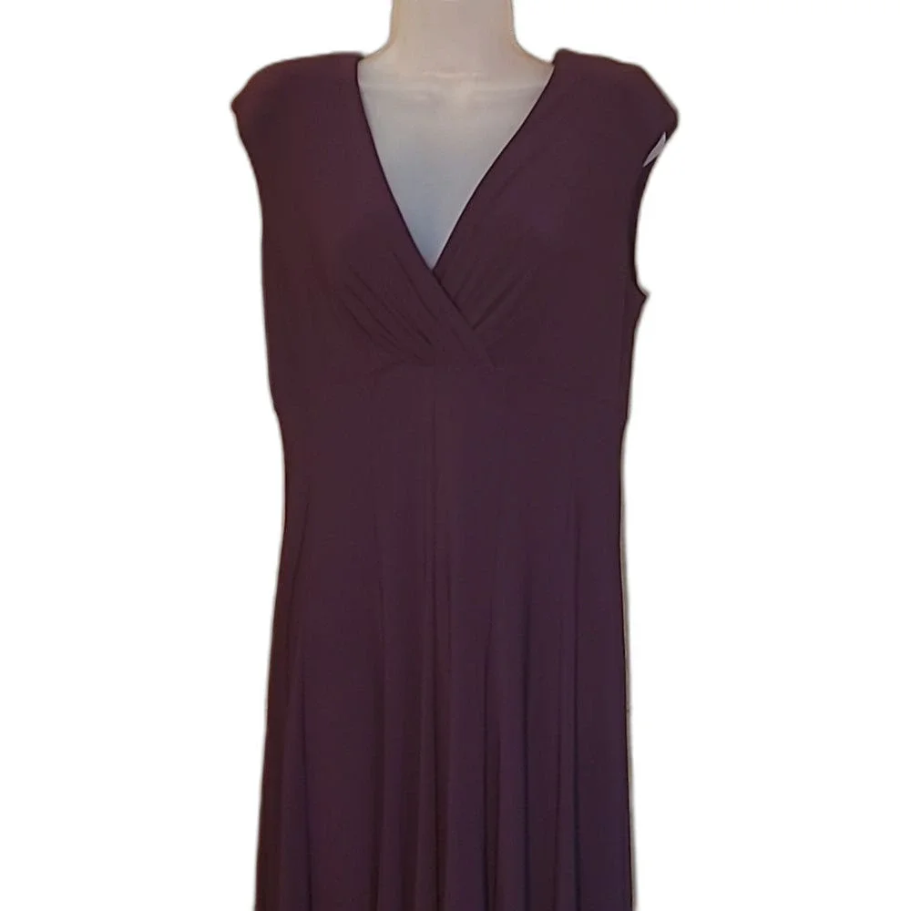 Ralph Lauren Cocktail A-Line Swing Dress Plunge V-Neck Knee Length Short Sleeve